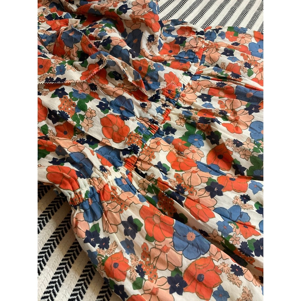 Birds of Paradis by Trovata Floral Ruffle V Neck Smocked Waist Dress, Large - Picture 5 of 12